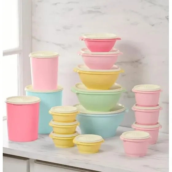 Recipientes De Almacenamiento Comida Tupper Ware 32pc Pastel