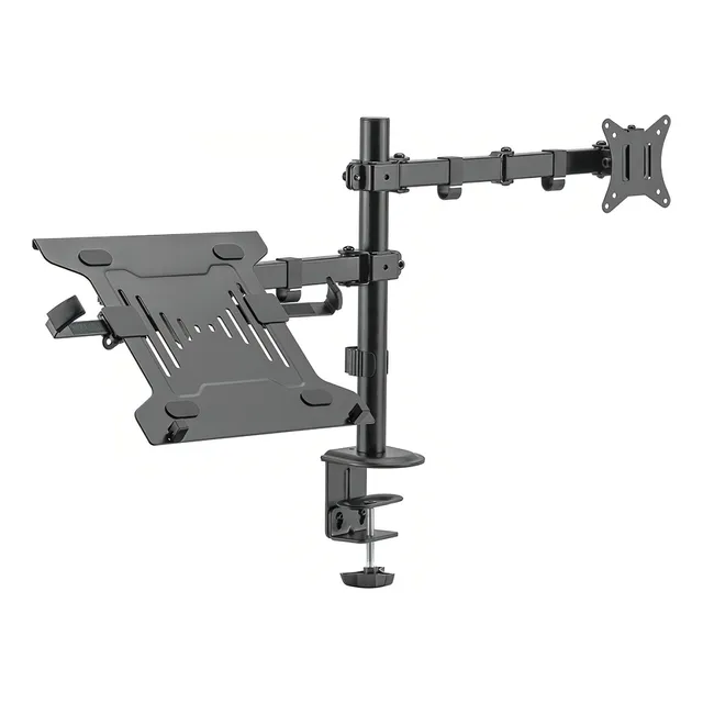 Soporte Doble Brazo Monitor Y Notebook Movil De 17' A 32' !! Color Negro