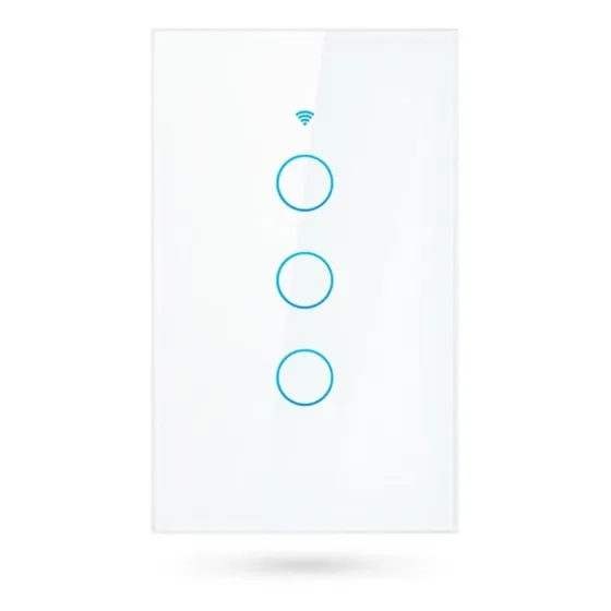 Llave De Luz Táctil 3 Canales Blanco Wifi Tuya Smart
