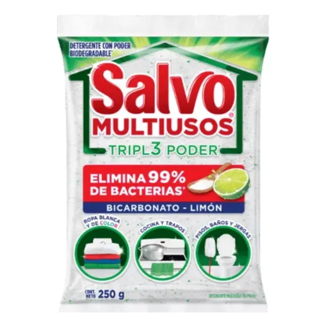 Detergente En Polvo Salvo Multiusos Limón Bicarbonato 250g