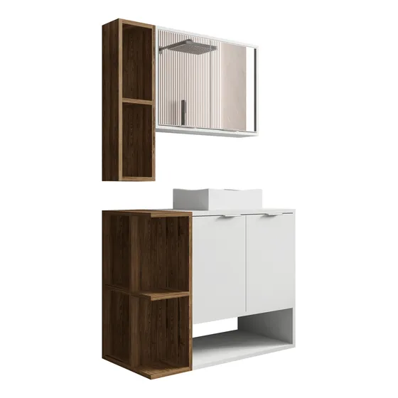 Conjunto Gabinete + Armarinho P/ Banheiro Completo C/ Portas