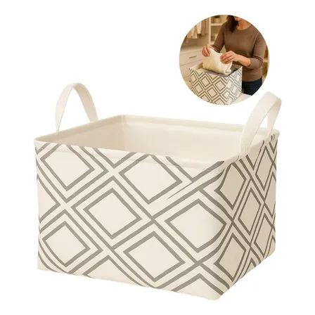 Canasto De Ropa Cesta Organizador Cesta Plegable 35x26 Color Blanco Lisa