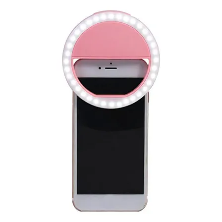 Aro De Luz Led Recargable Portátil Clip Celular Usb Color Rosa