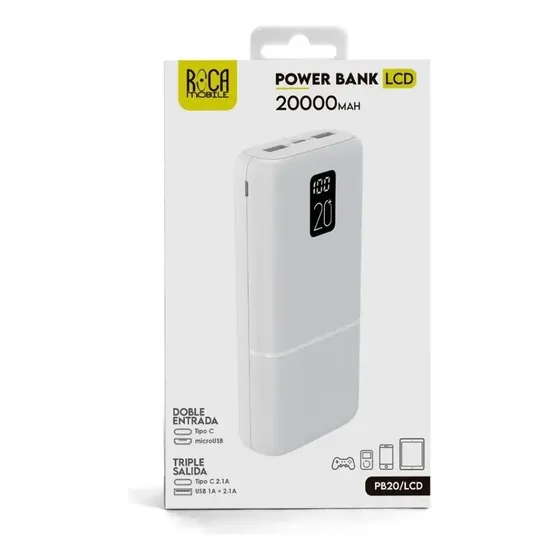 Cargador Portatil Power Bank Roca 20000 Mah Con Lcd 2 Usb | Cuotas sin interés