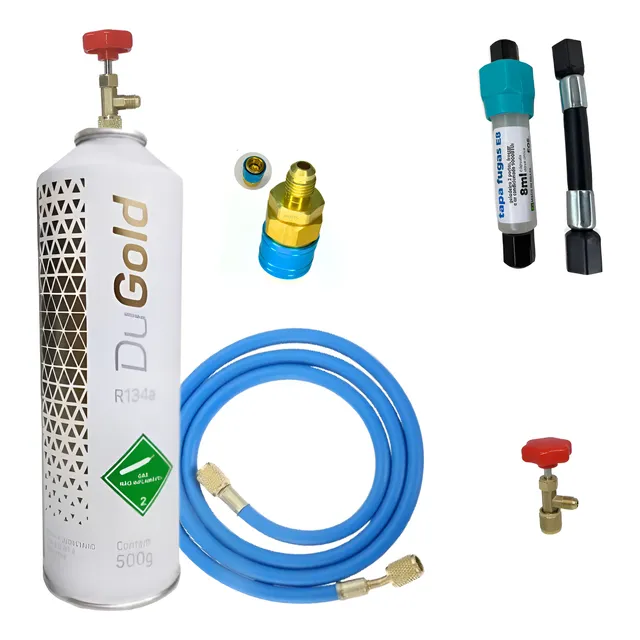 Kit Recarga Gás Automotivo + Tapa Fugas Selante Veda Furos