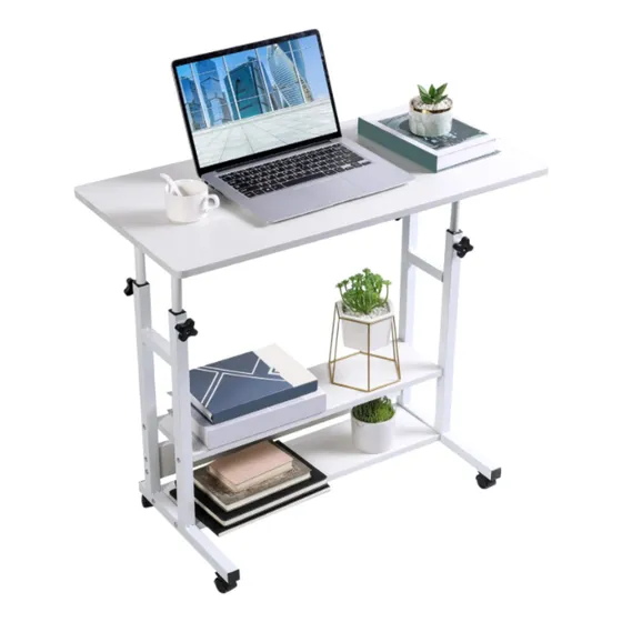 Mesa Plegable 3 Niveles Móvil Multiusos Con Ruedas Blanca