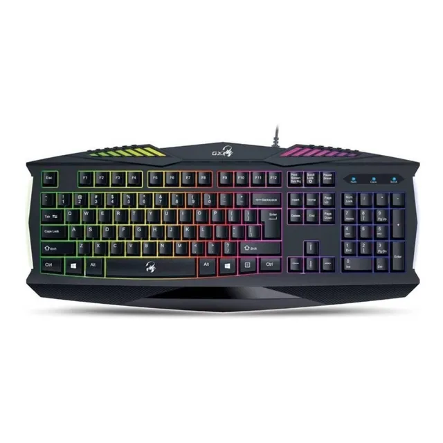 Teclado gamer Genius GX Gaming QWERTY español color negro con luz de 7 colores