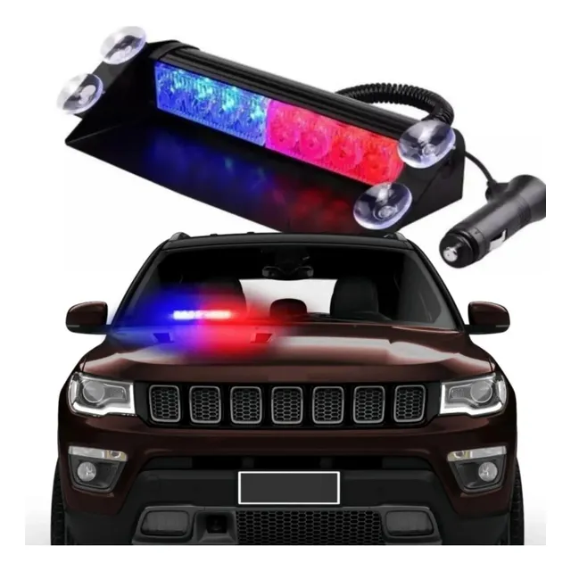 Giroflex Strobo Parabrisa Led Vermelho Azul Ventosa Suporte