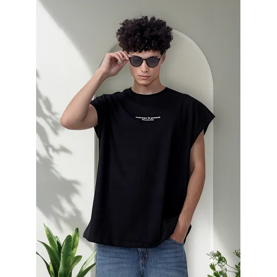 Sudadera Musculosa Algodon Negra Verano Connected Calidad