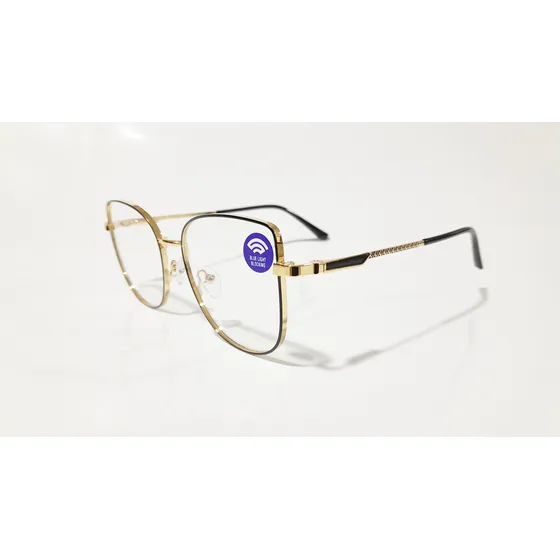 Anteojos Lentes Filtro Azúl Computadora Descanso Pc Gamer Negro Dorado