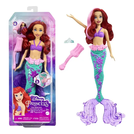 Boneca Disney Princesas Ariel Cabelo Toque Cor Muda Mattel