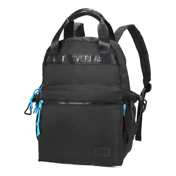 Mochila Everlast Urbana Escolar Unisex Nylon Liviana 21950 Color Negro Diseño De La Tela Liso