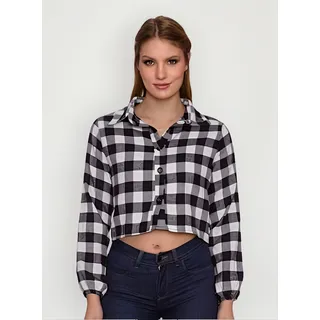 Blusa Feminina Cropped Curta Xadrez Manga Longa Promoção Blusa Feminina Cropped Curta Xadrez Manga Longa Promoção