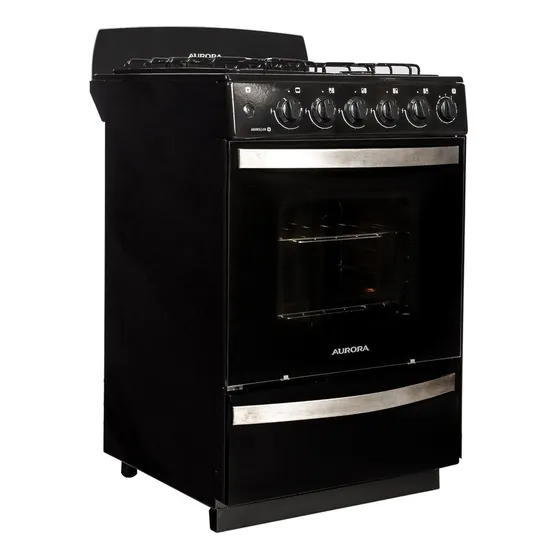 Cocina Aurora ArgentaLEN.4 color negro con puerta con visor 220V