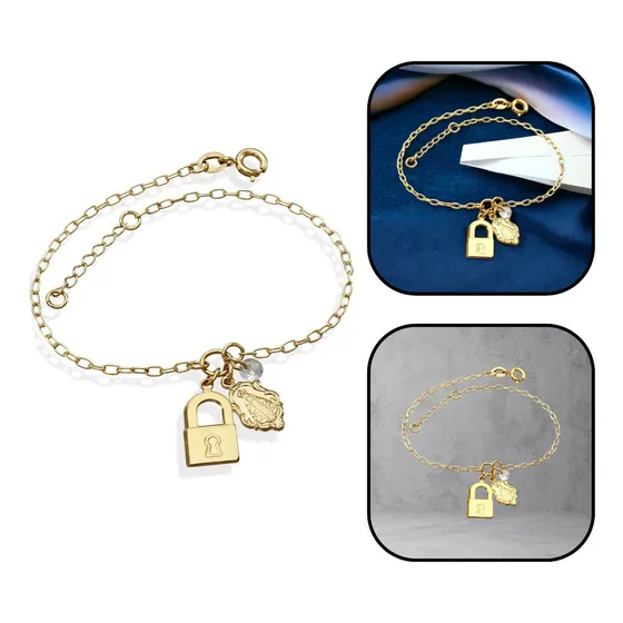 Pulseira Cadeia Consagração Nossa Senhora Aparecida Dourada
