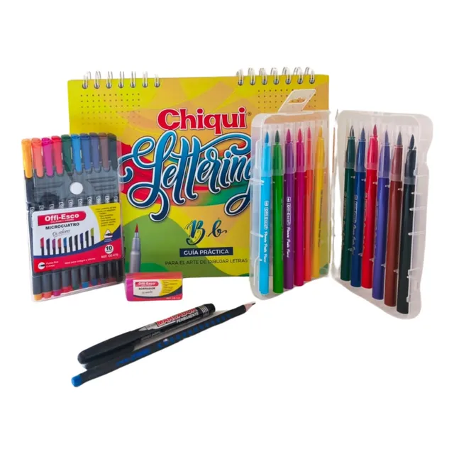 Kit Set Lettering Marcadores Colores Libro Cartilla Guia