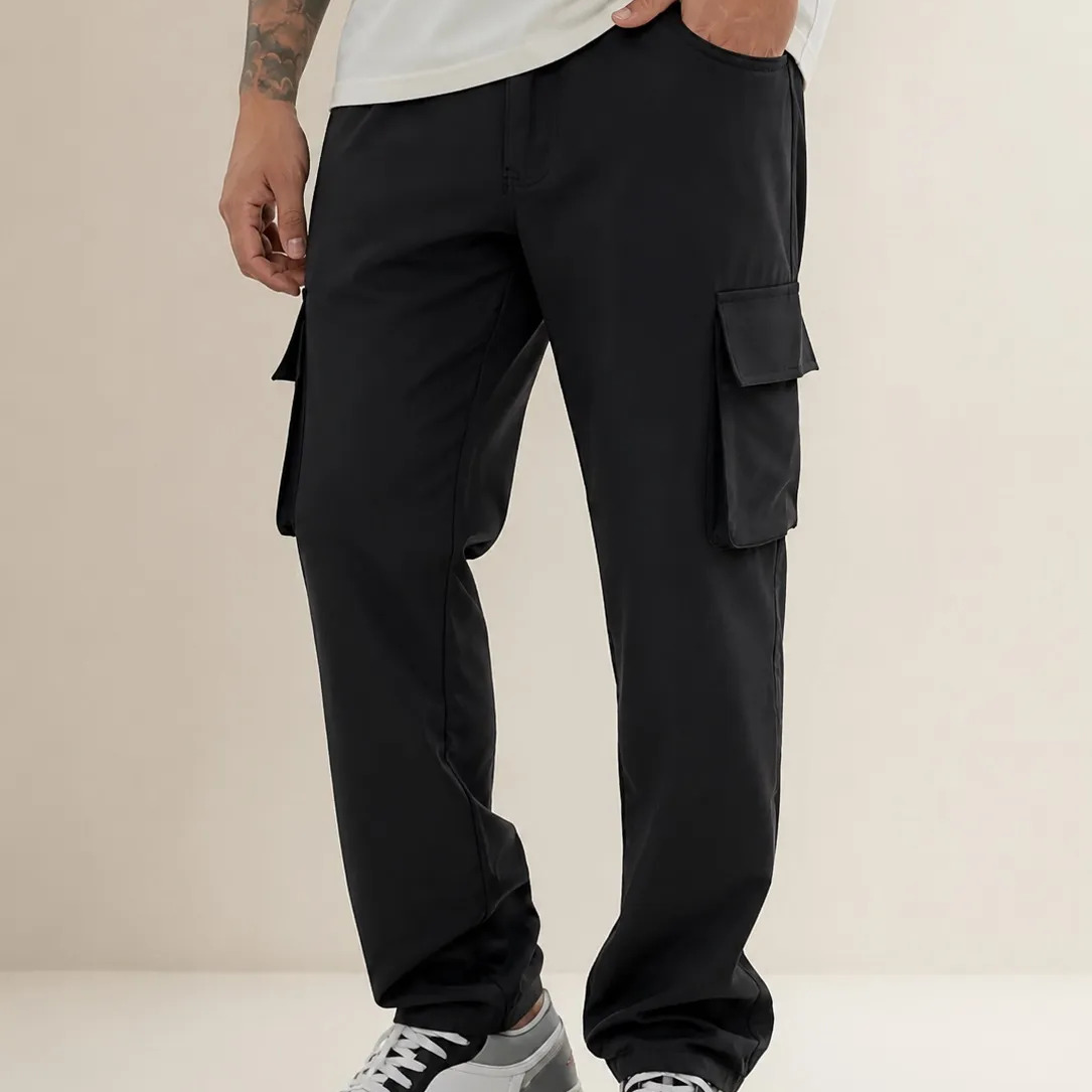 Calça Jogger Slim Masculina Mm Cargo Preta 4 Bolsos Calça Jogger Slim Masculina Mm Cargo Preta 4 Bolsos