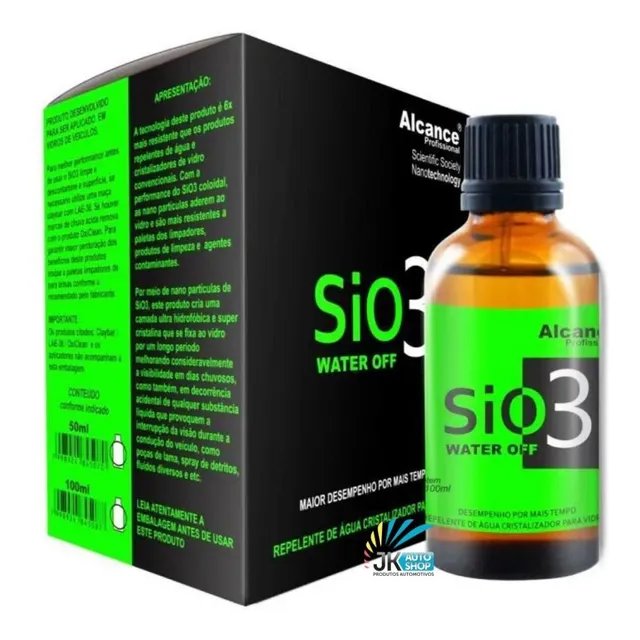 Sio3 Water Off Vitrificador De Vidros Alcance 50ml