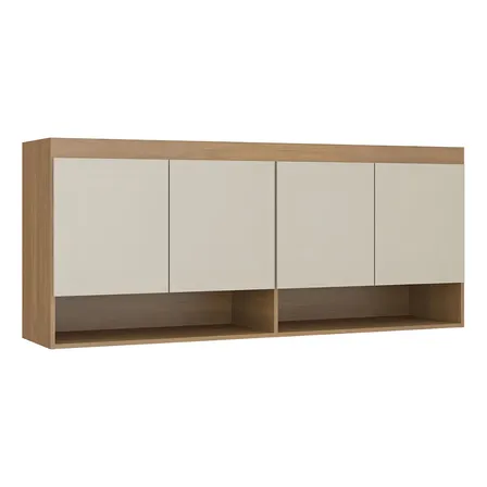 Guarda Roupa Aéreo 4prts Modulado Selene 160x68 Cm Mdp Cor Carvalho e Champanhe