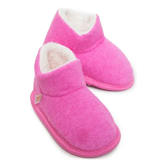 Pantufa Botinha Pink Menina Cotton Day Plush Com Carapinha