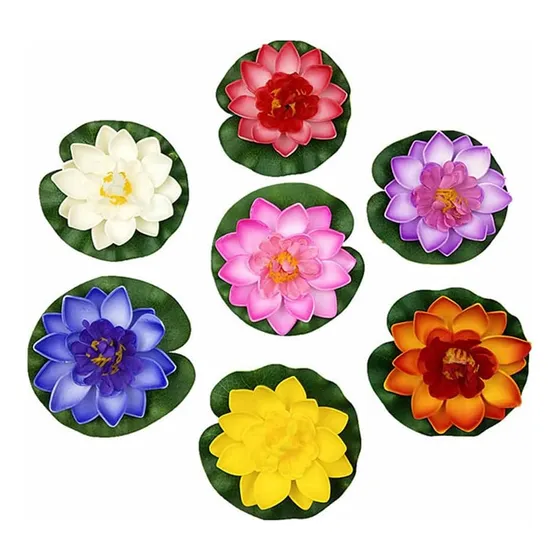 Xizhi 7 Piezas De Flor De Loto De Espuma Flotante Artificial