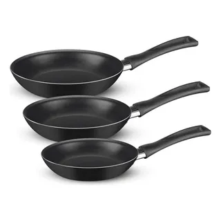 Kit De Frigideiras Antiaderentes Rochedo Basic Com 3 Peças Kit De Frigideiras Antiaderentes Rochedo Basic Com 3 Peças