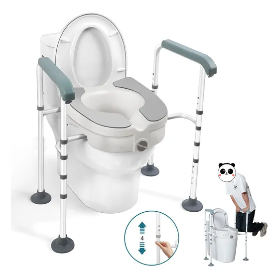 Aumento Wc Soporte Aluminio Descansabrazos Altura Ajustable