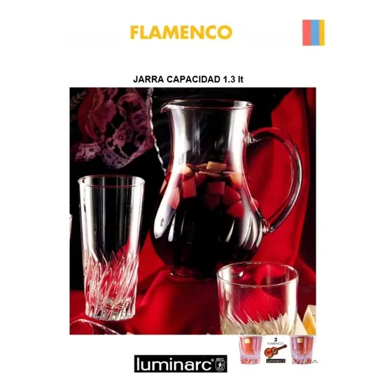 Jarra De Vidrio Mas 6 Vasos Alto Frances Set De 7 Pzas