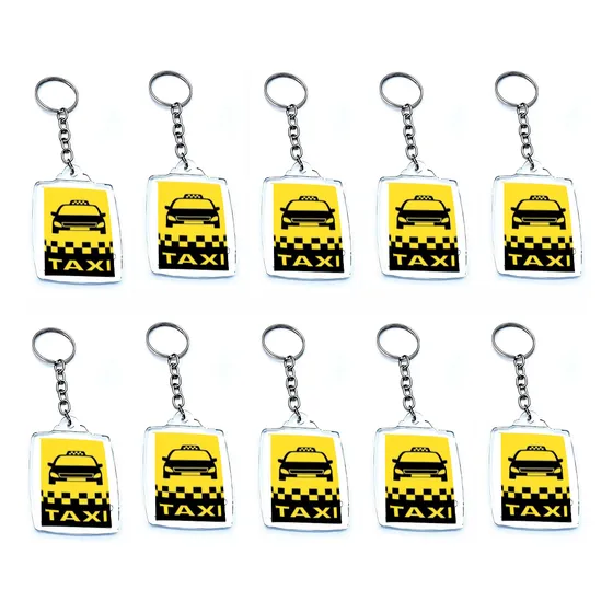 Kit 10 Chaveiros Taxi Taxista Presente Brinde