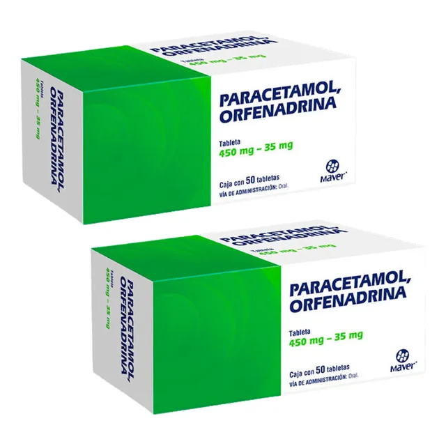 Paracetamol Orfenadrina Pack 100 Tabletas Genérico Norflex