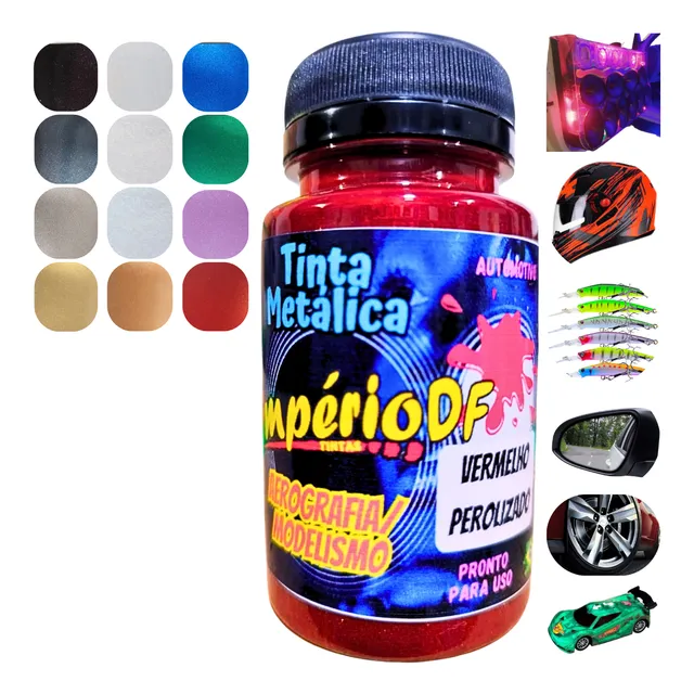 Tinta Automotiva Poliéster  Aerografia 100ml Cores Metálicas
