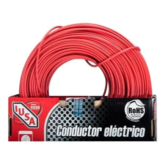 Cable eléctrico Iusa color rojo Thw-10 Cal 10 Awg 100% cobre 100 M