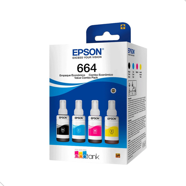 Tinta 664 Kit 4 Garrafas T664 Para Epson L395 L380 L375 L220 Tinta 664 Kit 4 Garrafas T664 Para Epson L395 L380 L375 L220