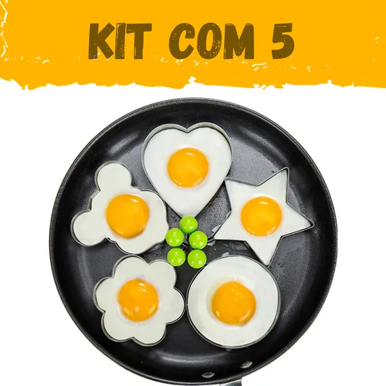 Kit 5 Forma Aço Inox Molde Fritar Ovos Omelete Tapioca Dualh