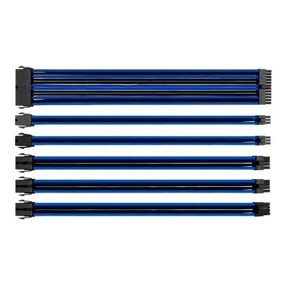 Kit Cabos Sleeved Tt Mod Preto E Azul 300mm