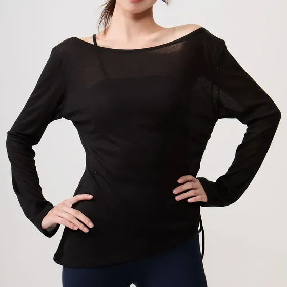 Top Yoga Um Ombro Manga Longa Feminino