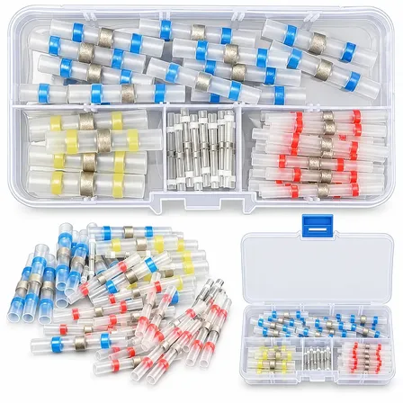 Kit 50 Piezas De Conectores De Alambre De Sellado De Soldadura, Conectores De Alambre Termorretráctiles Impermeables, Terminales De Tope De Cable Eléctrico Para Vehículos Marinos, Automoción
