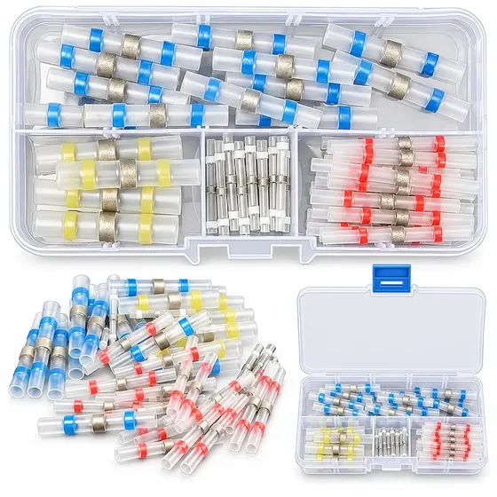 Kit 50 Piezas De Conectores De Alambre De Sellado De Soldadura, Conectores De Alambre Termorretráctiles Impermeables, Terminales De Tope De Cable Eléctrico Para Vehículos Marinos, Automoción