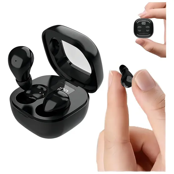 Lotfits Audífonos Bluetooth 5.3 Invisibles Para Trabajo Y Sueño Auriculares intraurales ultra pequeños inalámbricos invisibles más pequeños auriculares Bluetooth Color Negro SK19