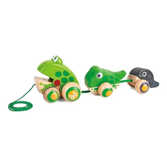 Hape Familia De Ranas Pull Along Con Ruedas