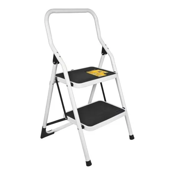 Escalera De Acero Tijera De 2 Peldaños Pretul 24118 Blanco