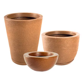 Kit 3 Vasos Polietileno Para Plantas Decorativo / 3 Vasos Kit 3 Vasos Polietileno Para Plantas Decorativo / 3 Vasos