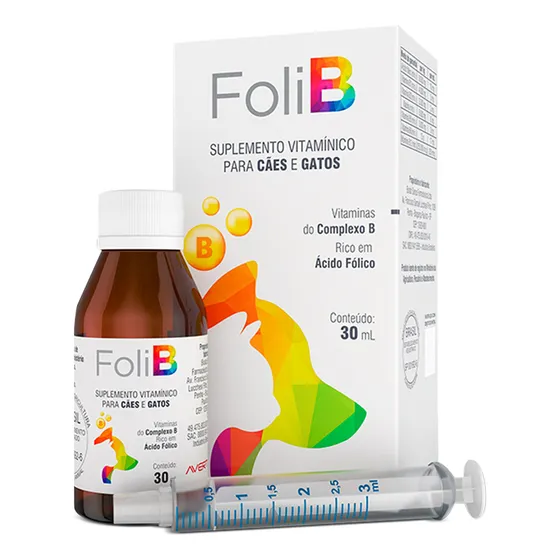 Foli B Avert 30 Ml Suplemento Acido Folico P/ Cachorro Gato