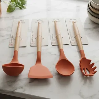 Florarte Jogo Utensílios Florarte Silicone Madeira Terracota 4 Peças Terracota