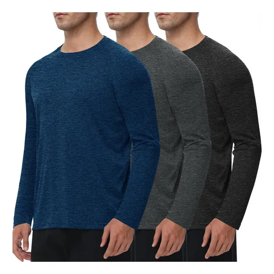 Set 3 Playera Deportiva Manga Larga Hombre Casual Comoda