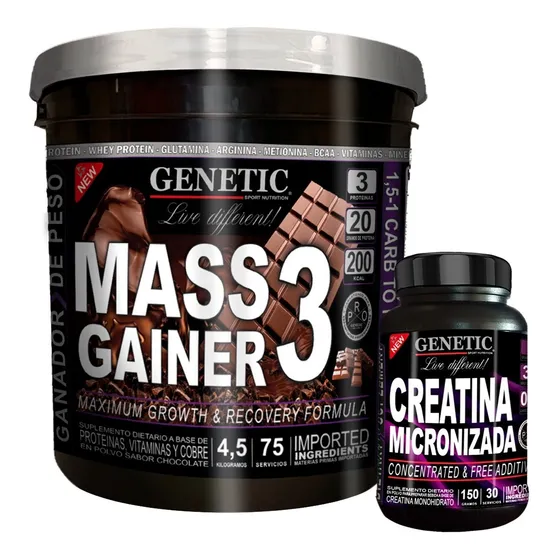 Crecimiento Muscular Mass Gainer 3 4,5kg + Creatina Genetic