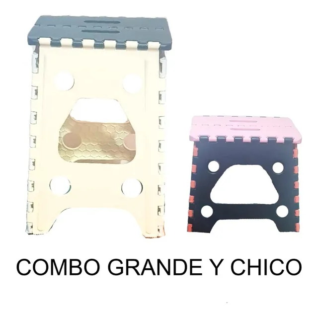 2 Bancos Plegables Grande/chico Portatil Plastico Uso/rudo