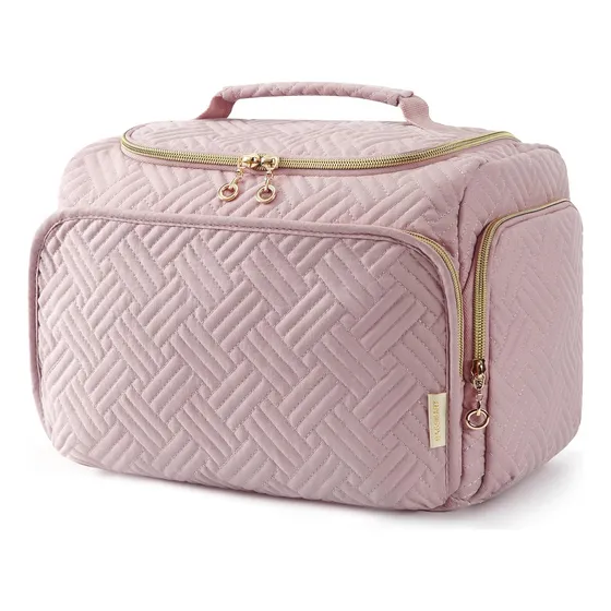 Bolso De Viaje Para Cosméticos Grande Con Asa, Rosa, 25x18x1