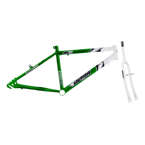 Quadro Masculino Aro 24 Com Garfo Em Aço Carbono Resistente Cor Verde - Branco