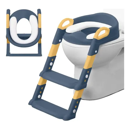 Assento Redutor Infantil Escada Para Vaso Sanitário Troninho Cor Azul Lisa